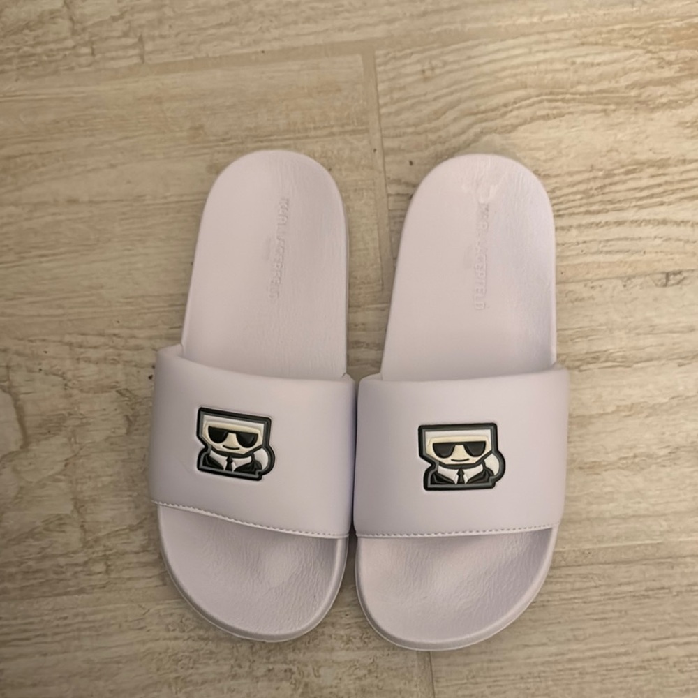 Karl Lagerfeld White Sandals with Logo Design